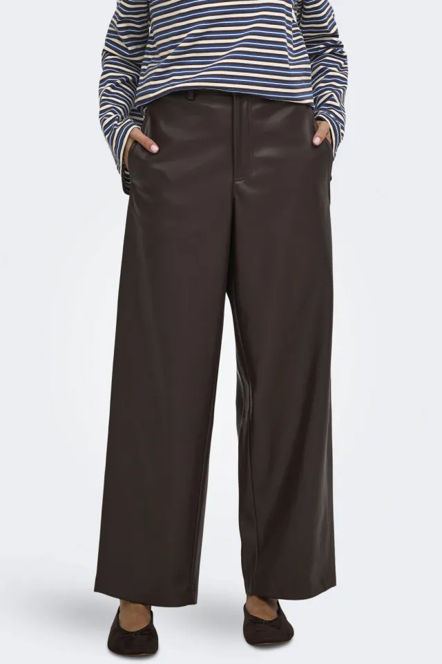 Only Neli wide leg broek donkerbruin, foto 5