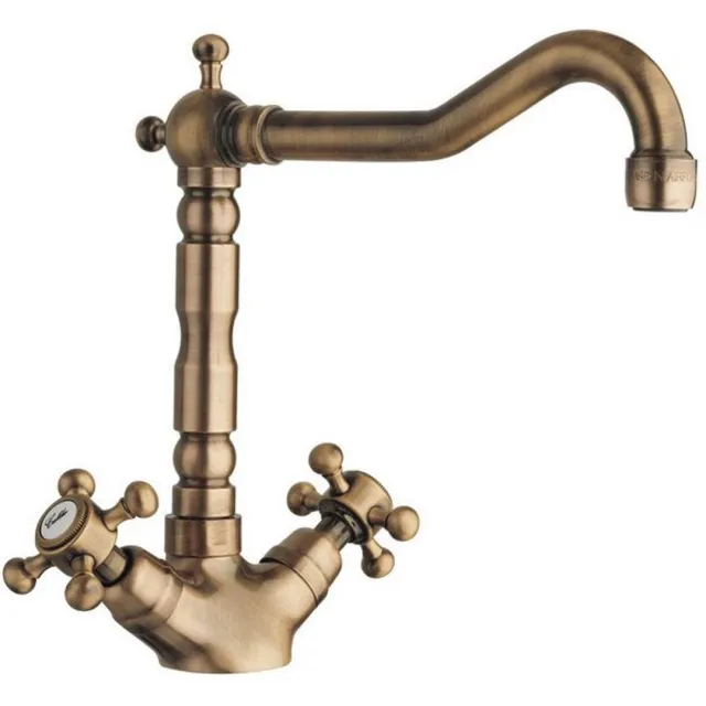 Sapho Keukenmengkraan Sapho Antea 2-knop Uitloop Recht 24 cm Brons