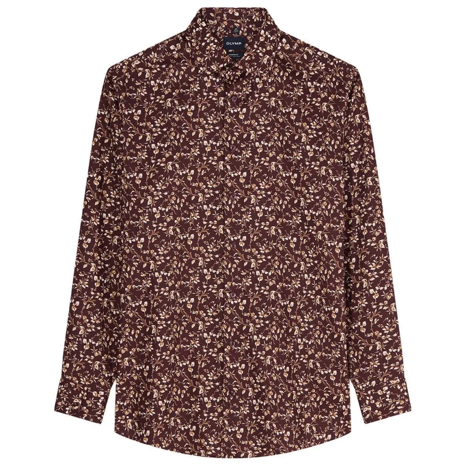 Olymp slim fit overhemd met print - bordeaux