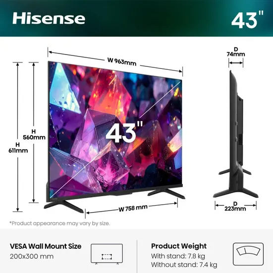 Hisense 43E79S PRO QLED-tv 43 inch zwart, foto 5