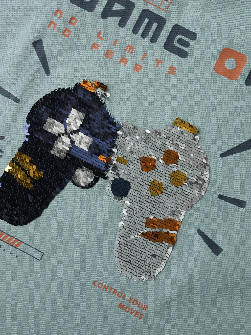 NAME IT KIDS rechtvallende longsleeve met pailletten grijsblauw, foto 4
