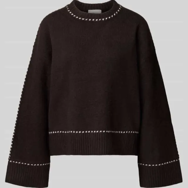 Neo Noir Gebreide pullover met contrastnaden model 'Roeme' Bruin