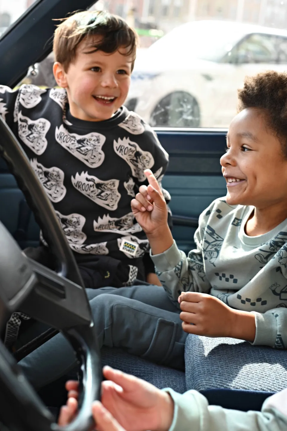 Sturdy junior oversized sweater met print - antraciet/offwhite, foto 6