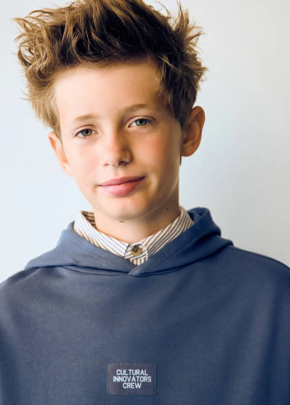 Mango Kids rechtvallende hoodie met backprint - middenblauw