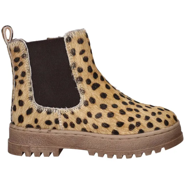 Nelson Kids enkelboots met profielzool en dierenprint - beige/zwart