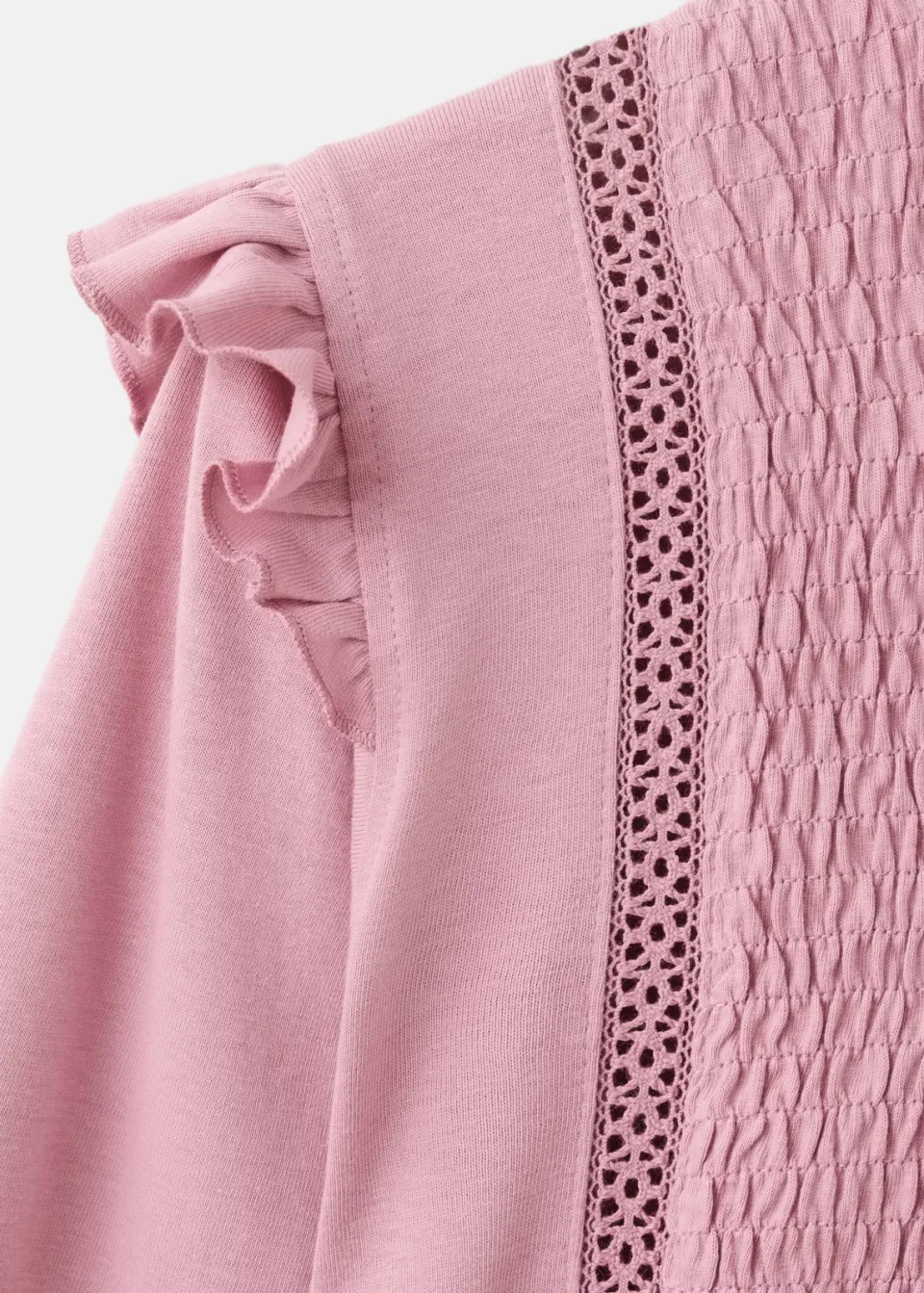 Mango longsleeve met ruches en smockwerk roze, foto 7