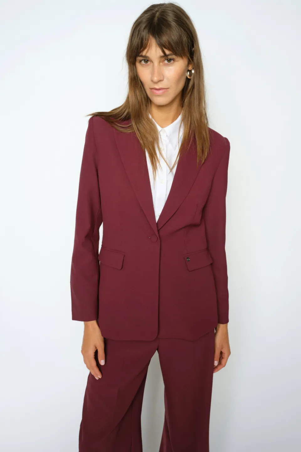 Mos Mosh wide leg pantalon - donkerrood, foto 3