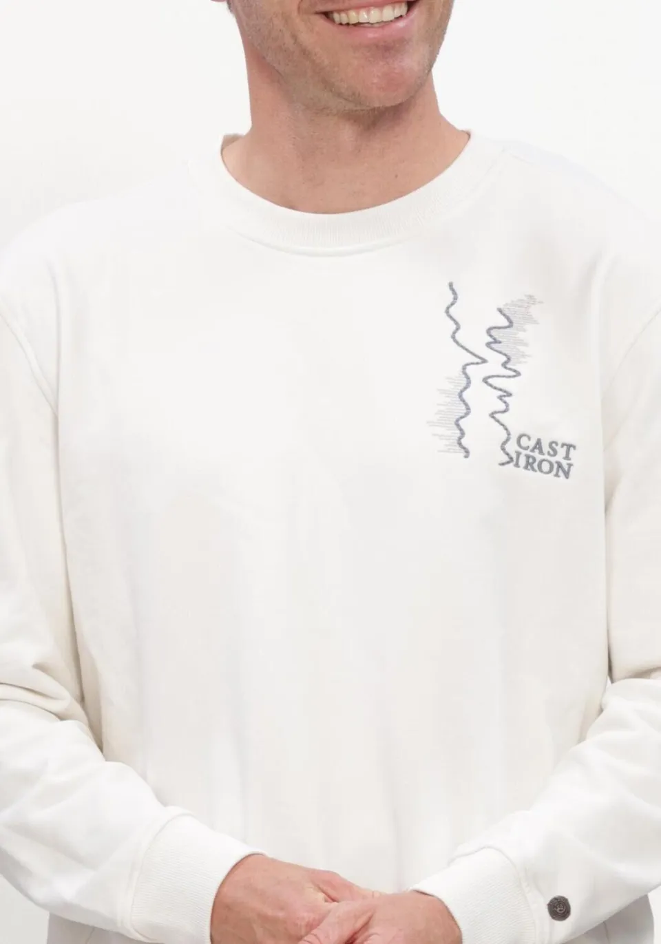 Cast Iron relaxed fit sweater met backprint - ecru, foto 7