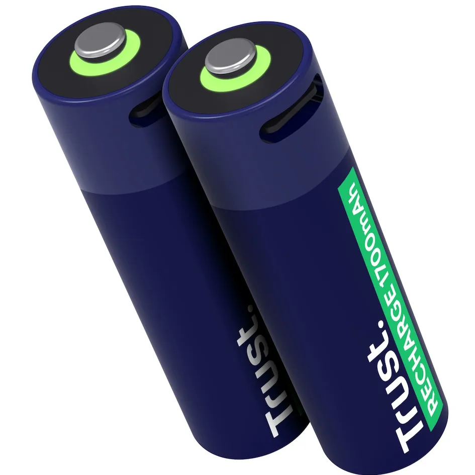 Trust Via USB-C oplaadbare AA-batterijen (2 stuks) Batterij Blauw, foto 3