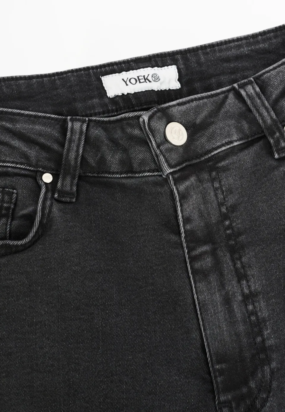 Yoek high waist wide leg jeans black denim, foto 5