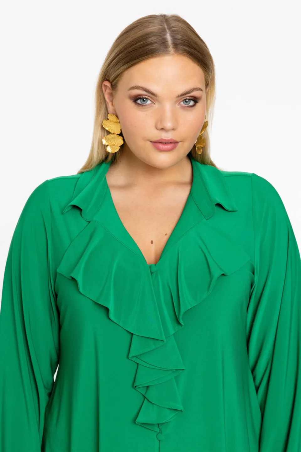 Yoek blouse met ruches groen, foto 5