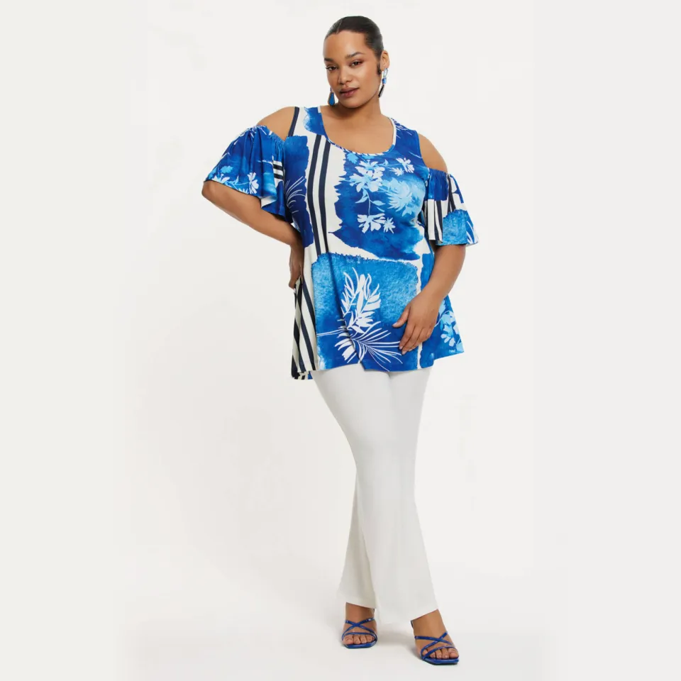 Yoek Azzuro top zwart wit Blauw/wit