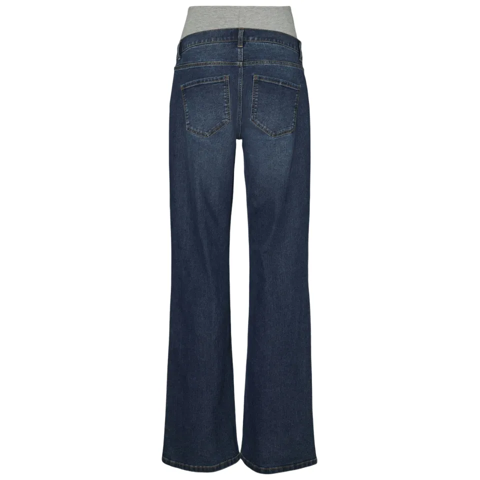 Mamalicious high waist zwangerschaps flared jeans dark blue denim, foto 3