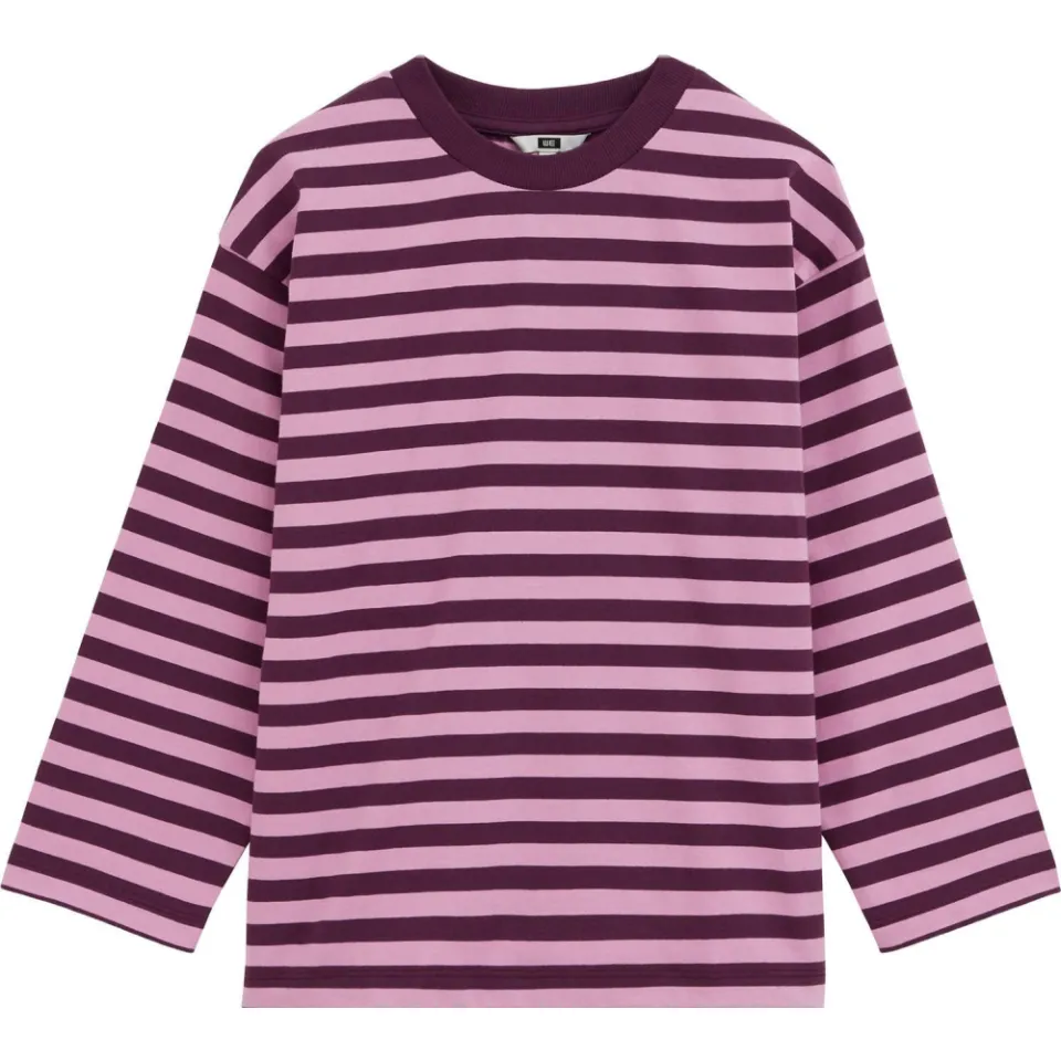 WE Fashion longsleeve gestreept donkerrood/roze, foto 3