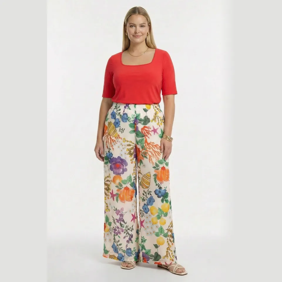 Yoek CORAFLEUR wide leg broek multi