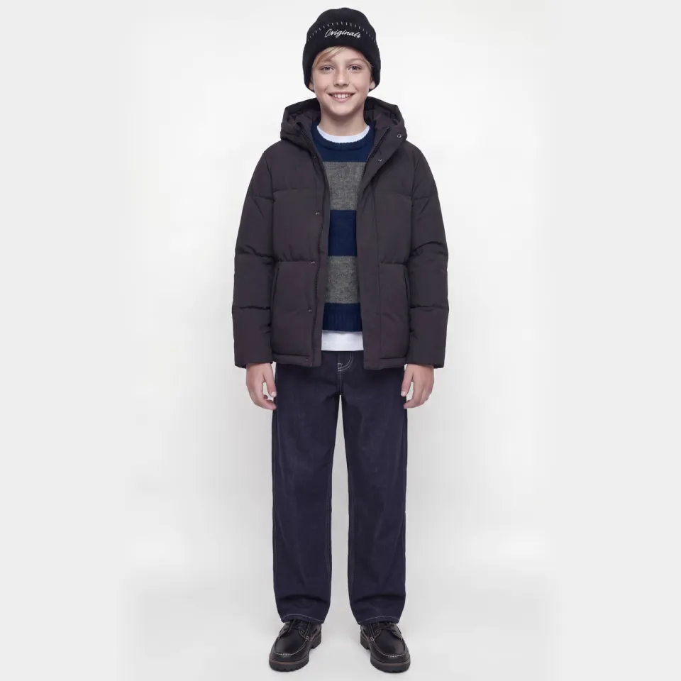 Jack & Jones JUNIOR gebreide gestreepte trui met wol - donkerblauw, foto 4