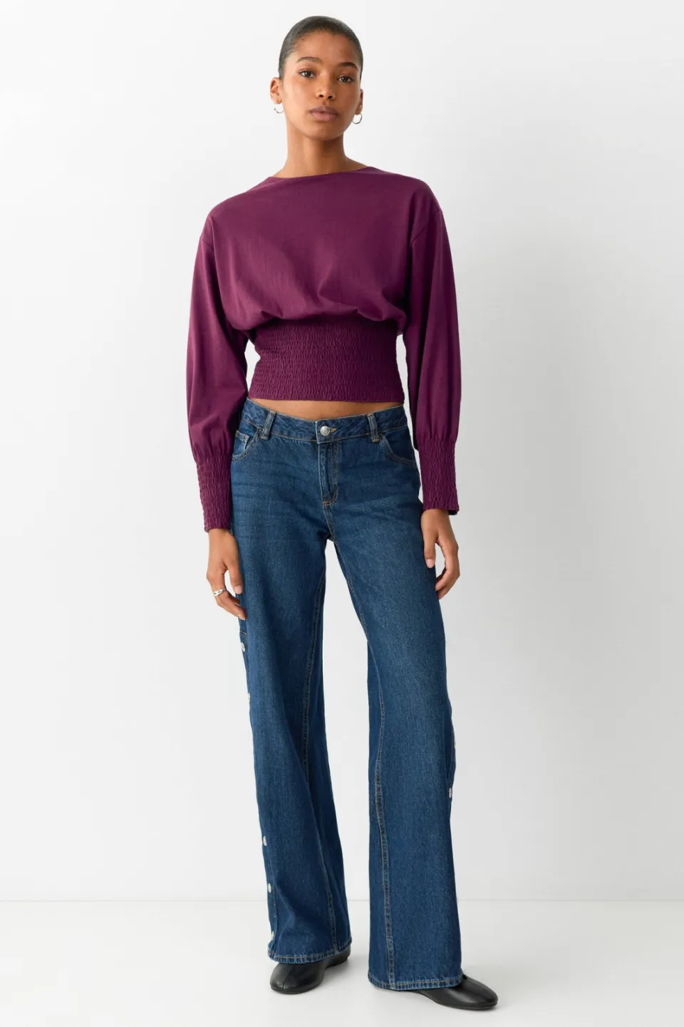 Mango TEEN longsleeve met smockwerk - bordeauxrood