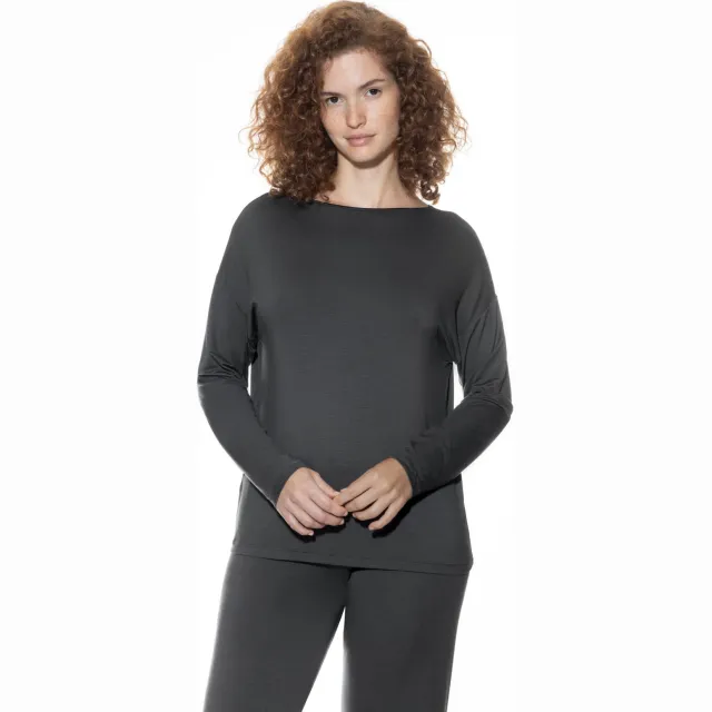 Mey Oversized shirt met lange mouwen en ronde hals grijs