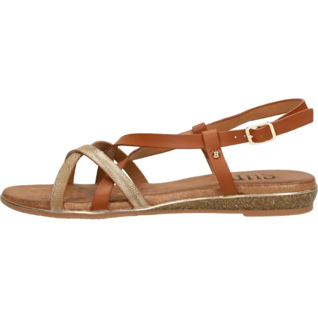 Sub55 platte sandalen cognac, foto 2