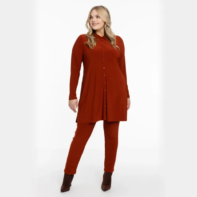 Yoek blouse met polokraag roest, foto 2