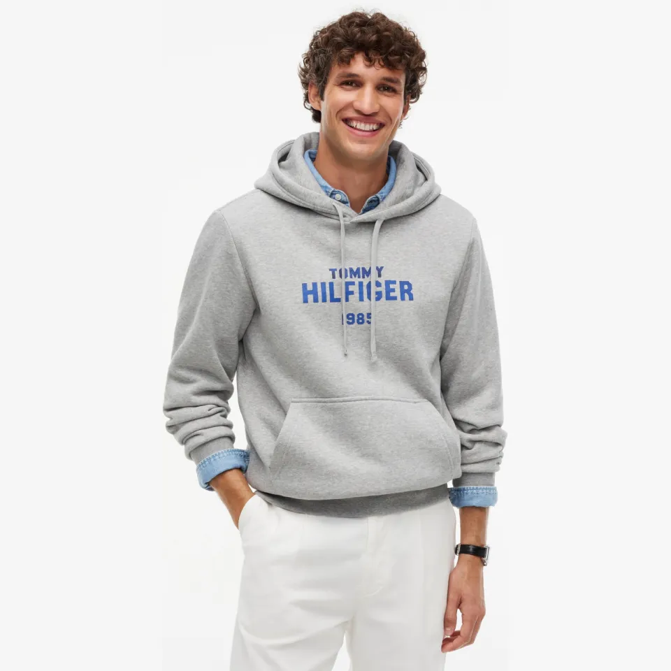 Tommy Hilfiger regular fit hoodie met print - lichtgrijs, foto 4