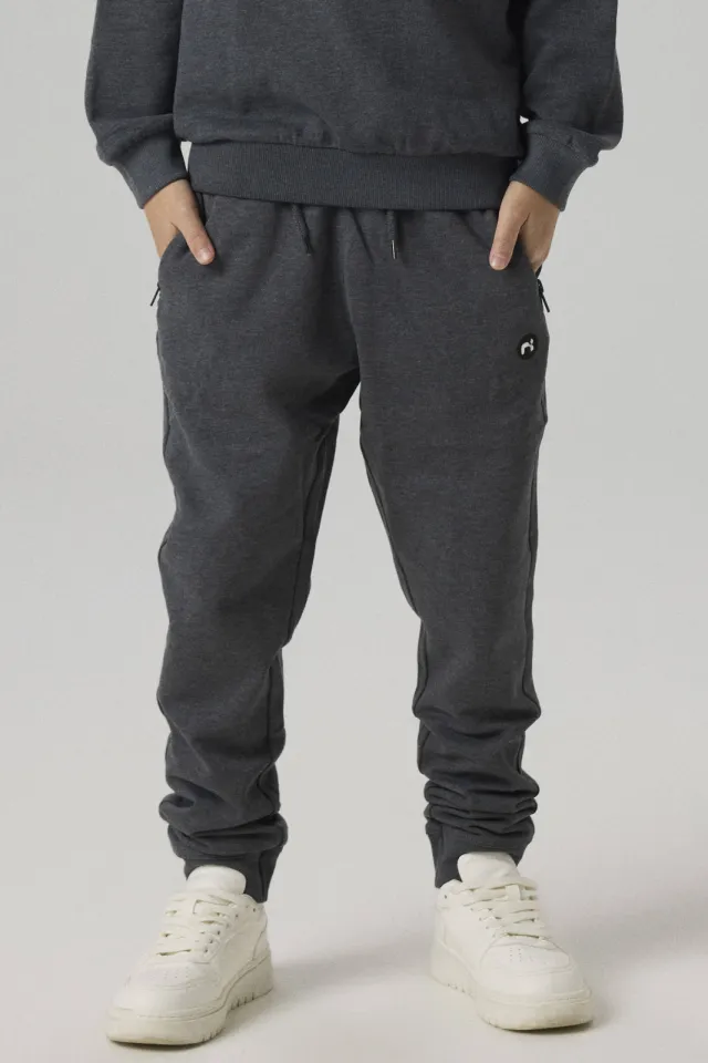 NAME IT KIDS regular joggingbroek donkergrijs melange, foto 3