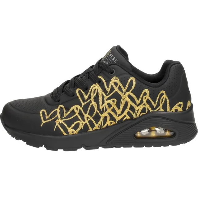 Skechers Uno Shiny One lage sneakers zwart goud, foto 2