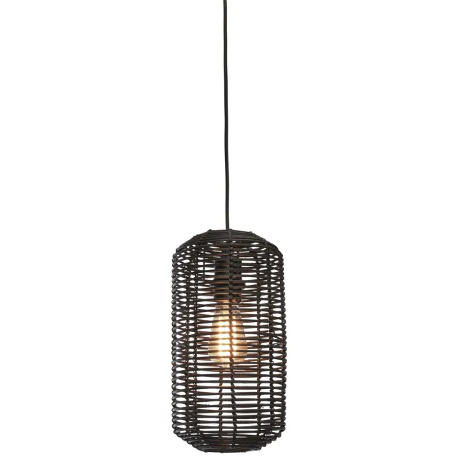 Good&Mojo Hanglamp 'Tanami' Rotan, 18cm, kleur Zwart