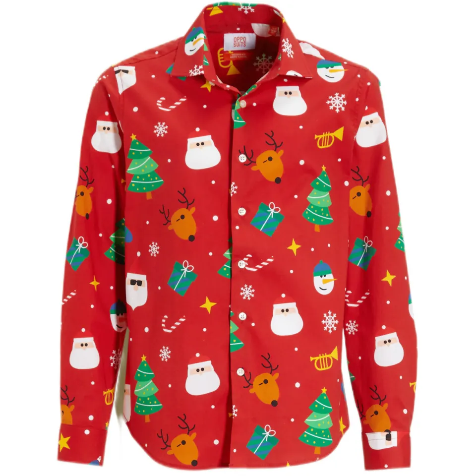 OppoSuits overhemd Festivity met all over print rood/multicolor, foto 2
