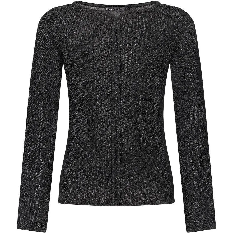 Frankie&Liberty Wonder Top aansluitende longsleeve met glitters zwart, foto 2