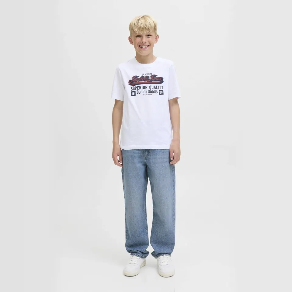 Jack & Jones JUNIOR relaxed high waist loose fit jeans medium blue denim Blue denim 192