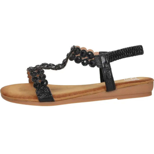 Sub55 sandalen plat zwart, foto 2
