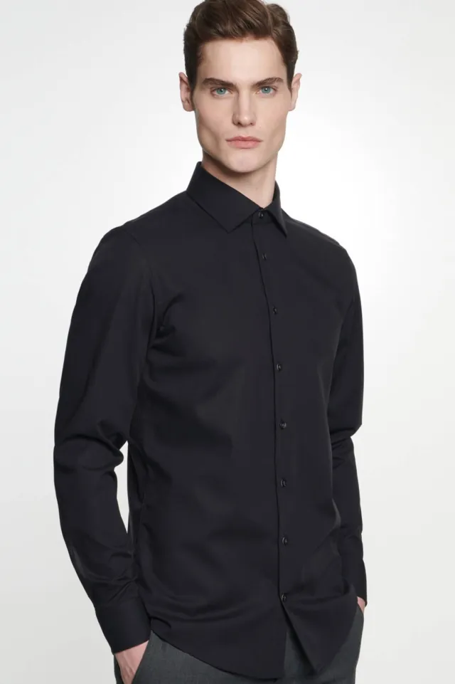 Seidensticker slim fit overhemd zwart