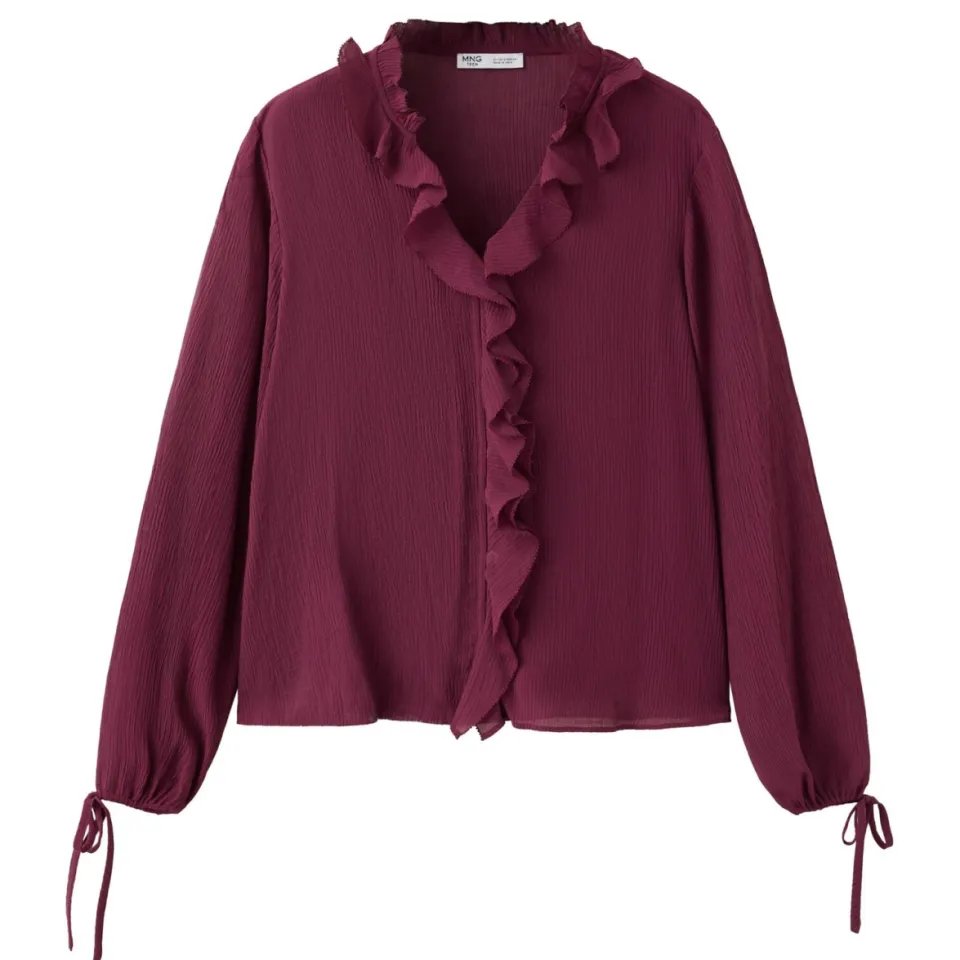 Mango TEEN blouse met ruches - paars, foto 2