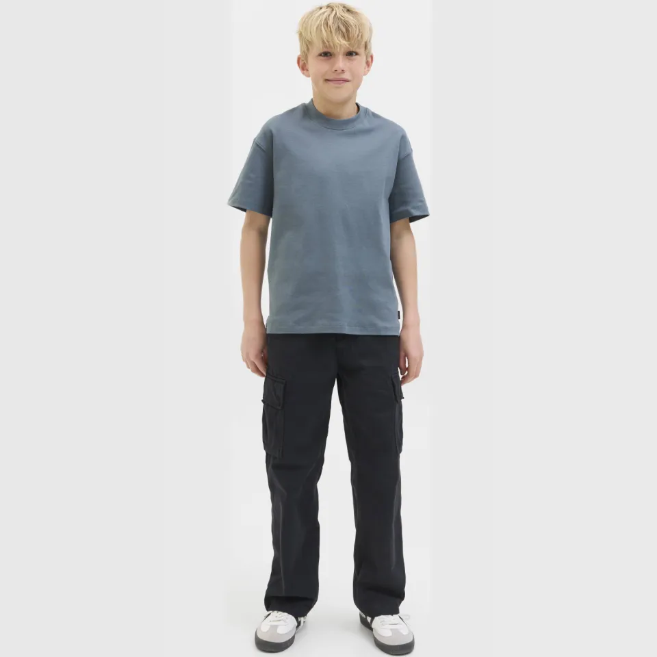Jack & Jones junior T-shirt grijsblauw effen