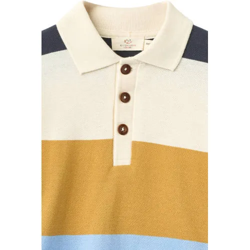 Copenhagen Colors gestreepte polo - mosterdgeel/blauw/ecru, foto 4