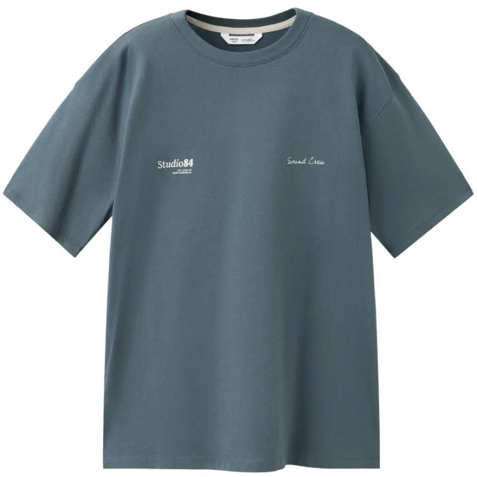 Mango TEEN T-shirt met backprint grijsblauw, foto 3