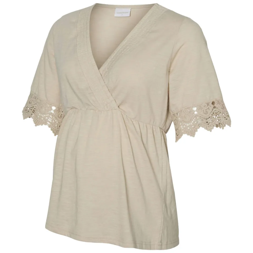 Mamalicious zwangerschaps- en voedings T-shirt beige, foto 2
