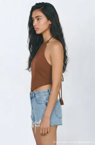 Mango denim short middenblauw, foto 3