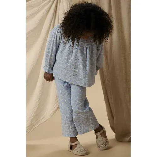Lil' Atelier MINI straight broek blauw broderie, foto 4