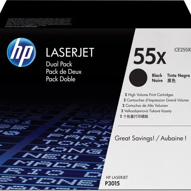 Hp CE255XD Toner, Zwart, 12.5k, 2-pak black