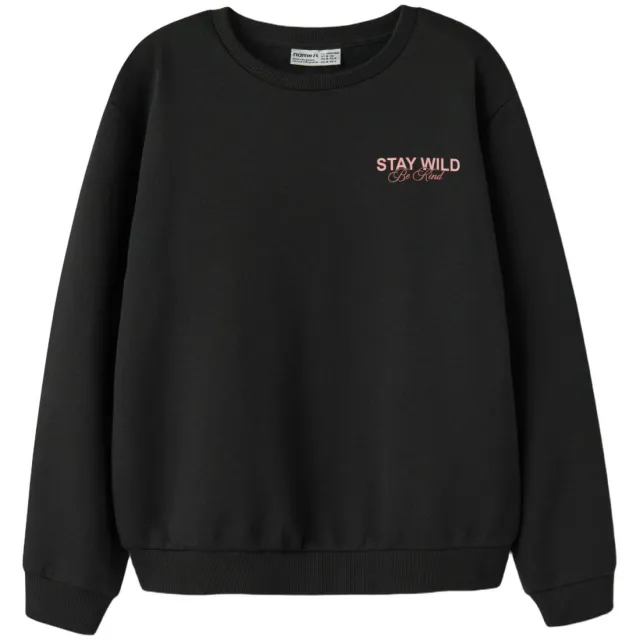 NAME IT KIDS sweater met backprint - zwart