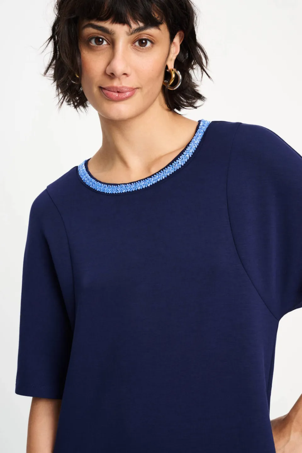 POM Amsterdam Macy midi jurk donkerblauw, foto 4