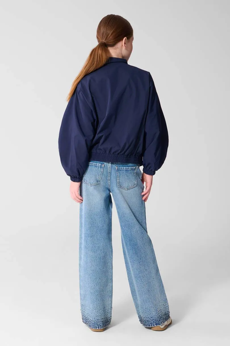 Shoeby wide leg jeans met strass-steentjes - medium blue denim, foto 5