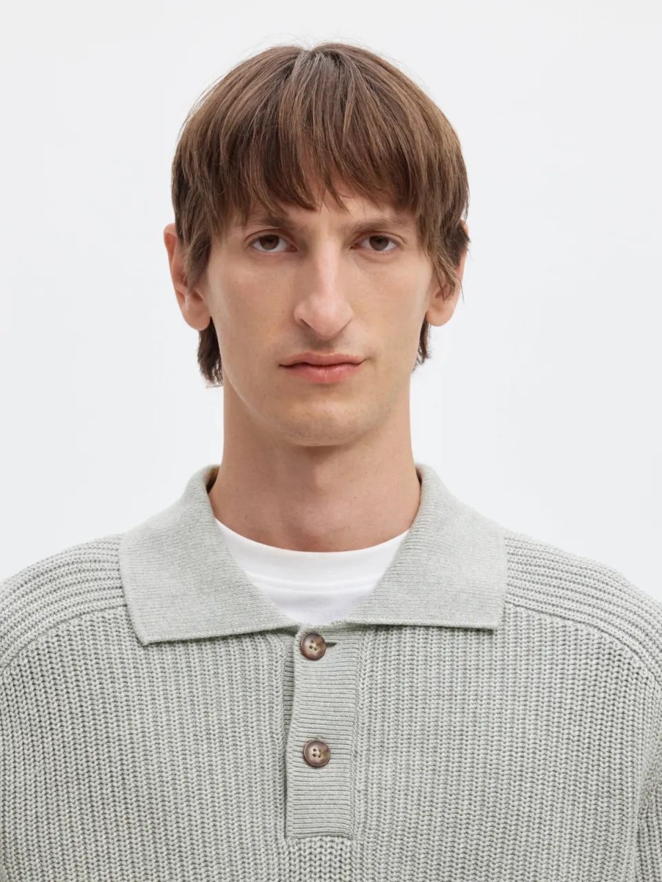 Selected katoenen regular fit gebreide trui - light grey, foto 4