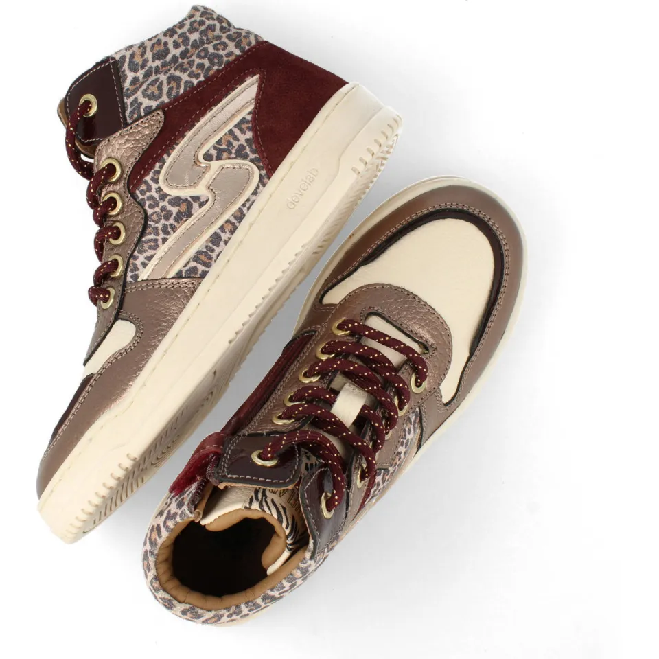 Develab leren sneaker aubergine goud, foto 5