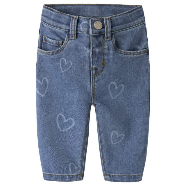 NAME IT BABY NBFROSE mom jeans met hartjes - middelblauw Medium blue denim