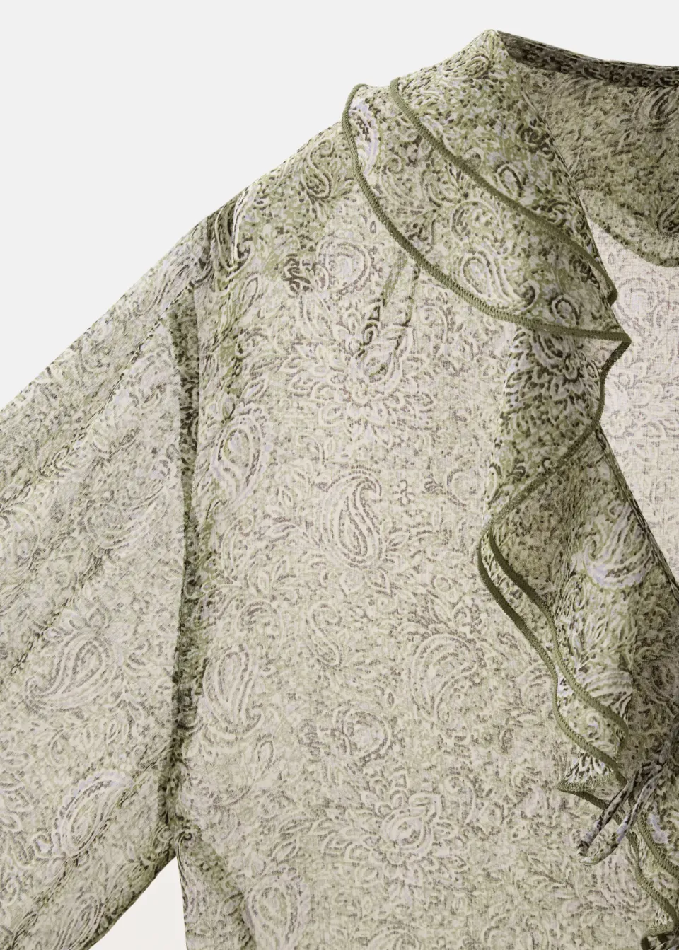Mango Teen gebloemde blouse met ruches groen, foto 8