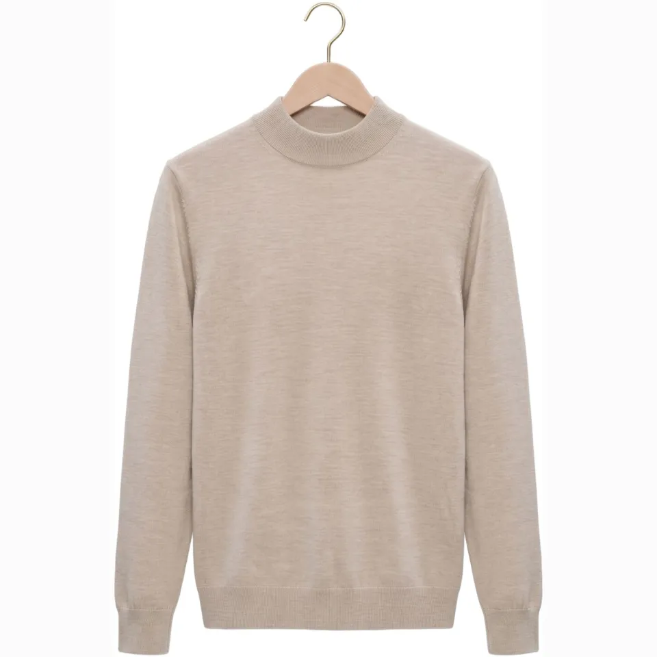 Profuomo Heren Truien & Vesten Pullover Mock Neck Extrafine Merino - Beige, foto 2