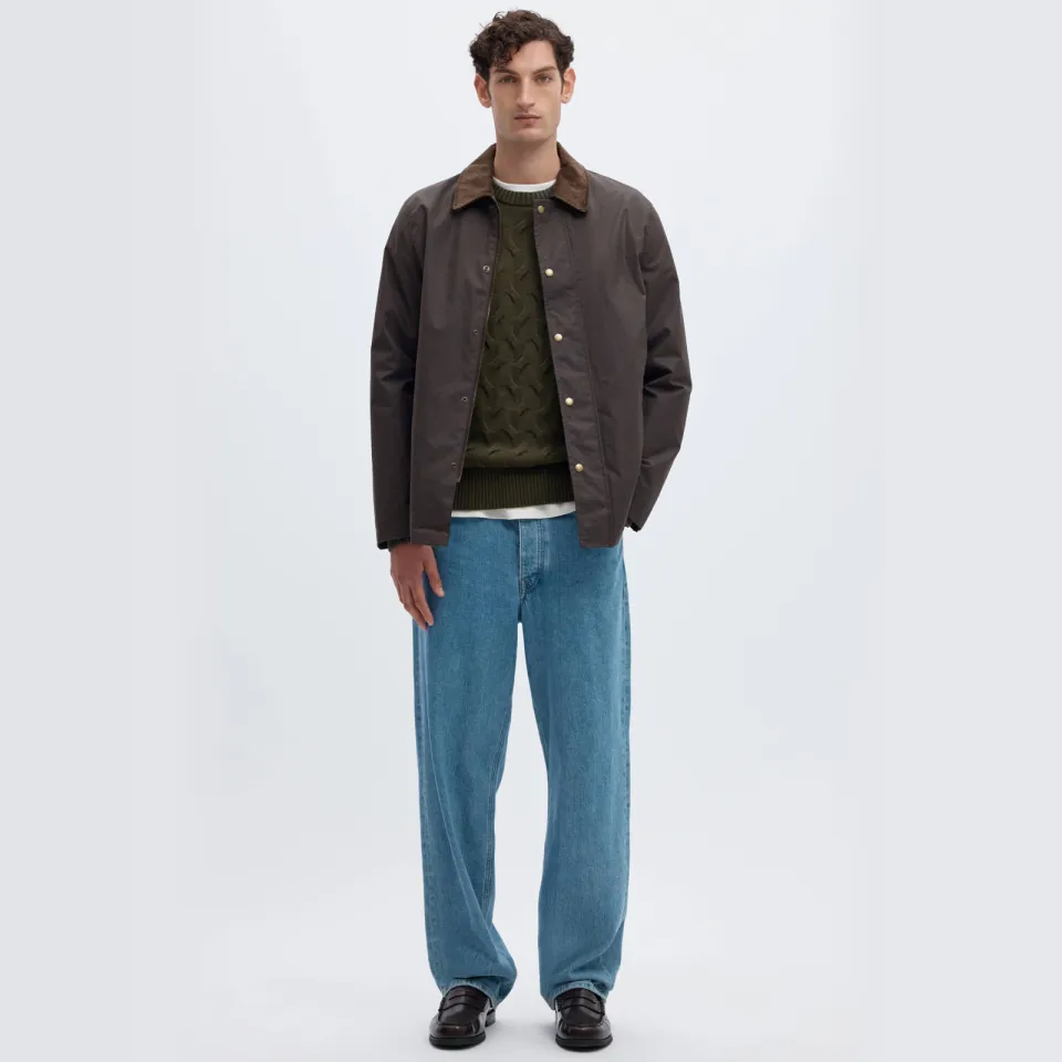 Selected katoenen regular fit gebreide trui - donkergroen, foto 4